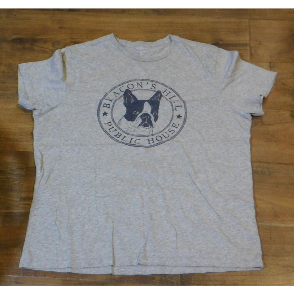 Mens T-Shirt J.Crew "Beacon Hill Dog Print" Chest Gray Large